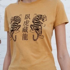 Yellow Brandy Melville Tiger t-shirt